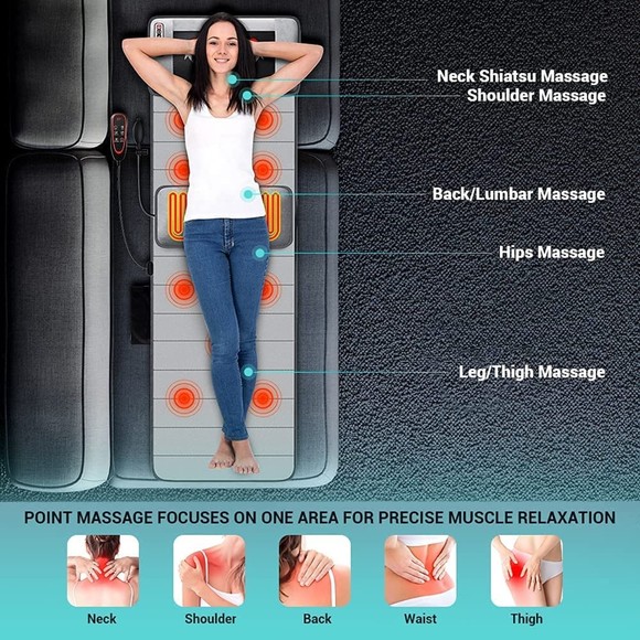 Massage Mat with Heat Full Body Massage Mat Kneading Neck Massage - Picture 4 of 9